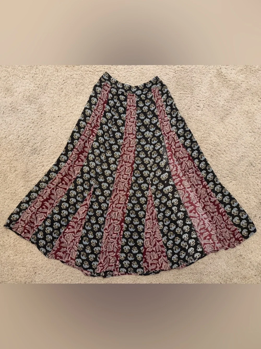 NATURAL LIFE Boho Flowy Maxi Skirt | Side Slit | Mixed Print Panel - Picture 8 of 8